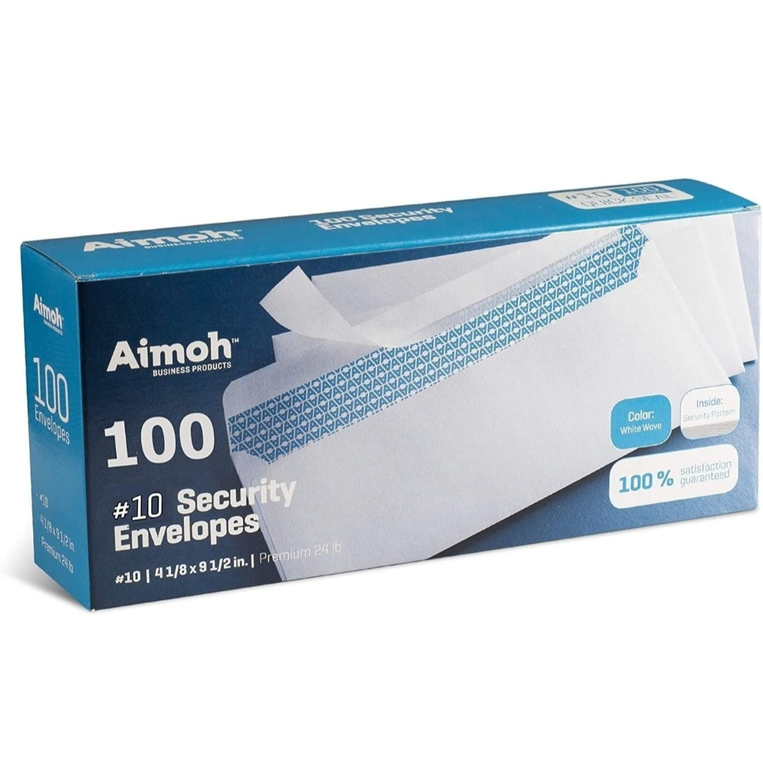 Aimoh security tinted self-seal envelopes 4-1/8 X 9-1/2 inches 24# weight (100 pack)