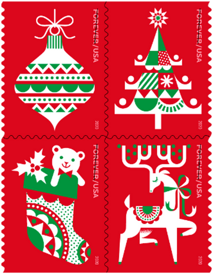 Holiday Delights Forever Stamps (5 Booklets of 20 - 100 Total)