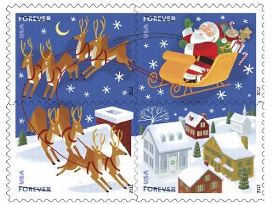 Santa and Sleigh Forever Stamps (One Booklet of 20)