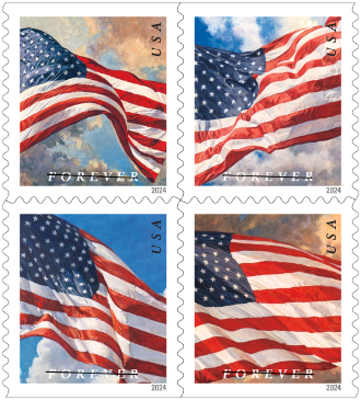 2024 American Flags Coil/roll of 100 Sealed USPS Forever Postage Stamps