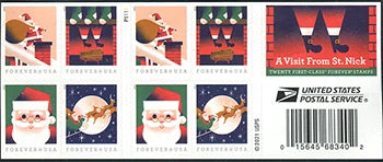 A Visit from St. Nick 2021 Forever Stamps (One Booklet of 20)